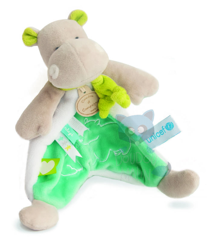  unicef baby comforter hippopotamus green white 